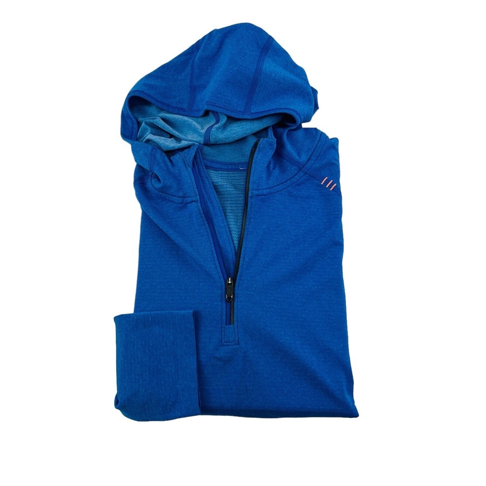 Lululemon Blue Athletic Stretch Long Sleeve Hooded 1/4 Zip Active Sweater Size M